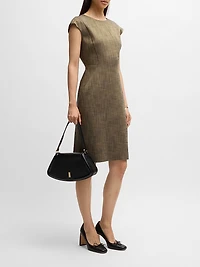 Cap-Sleeve Dress Melange Stretch Sharkskin