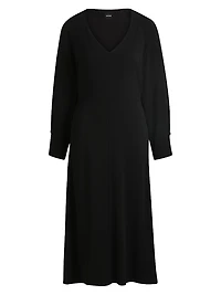 V-Neck Dress with Button Cuffs