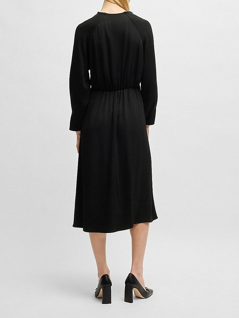 V-Neck Dress with Button Cuffs