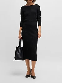 Wide-Neck Sweater Stretch Jacquard