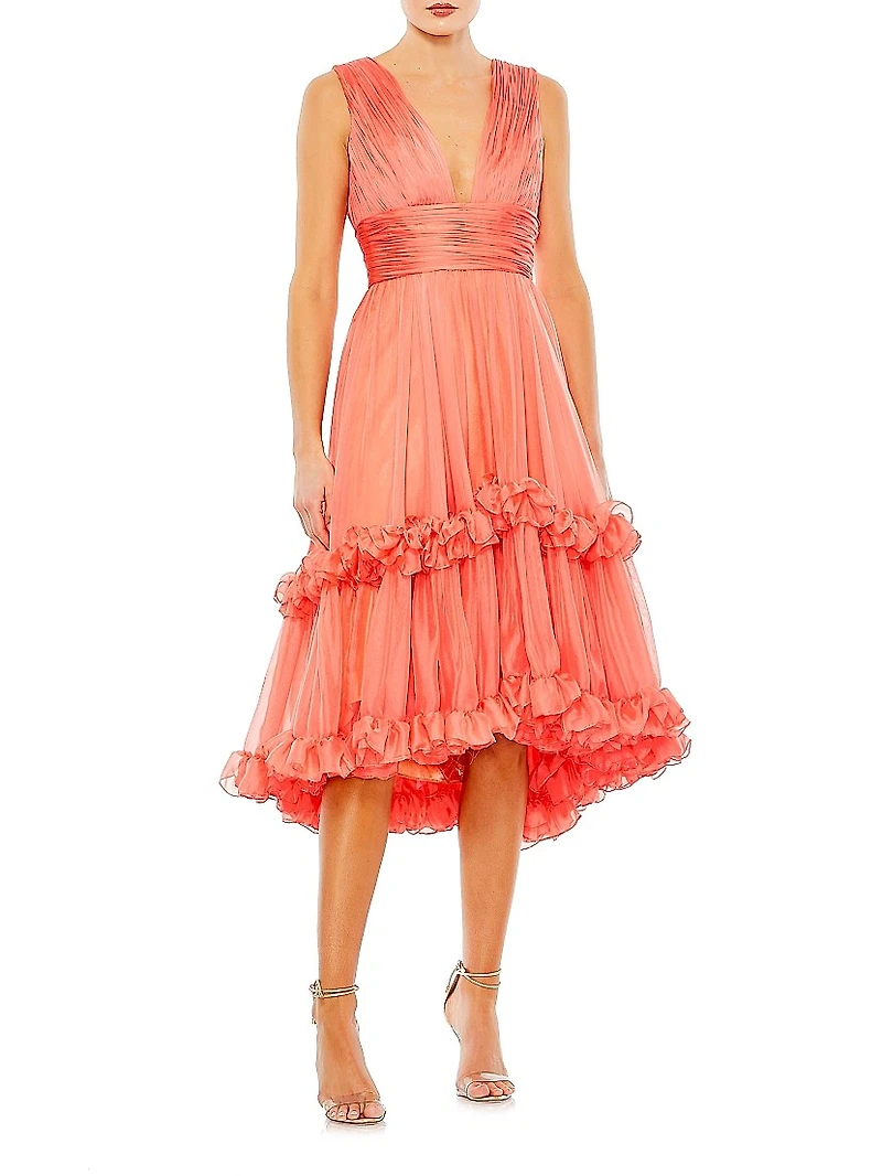 Ieena V-Neck Tiered Midi-Dress