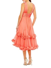 Ieena V-Neck Tiered Midi-Dress