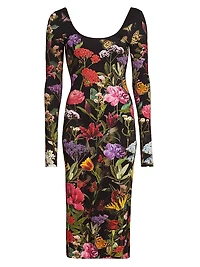 Delora Floral Scoopneck Sheath Midi-Dress