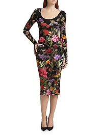 Delora Floral Scoopneck Sheath Midi-Dress