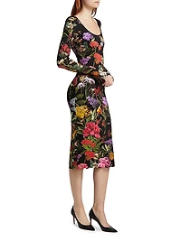 Delora Floral Scoopneck Sheath Midi-Dress