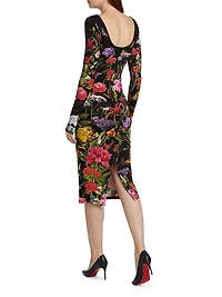 Delora Floral Scoopneck Sheath Midi-Dress