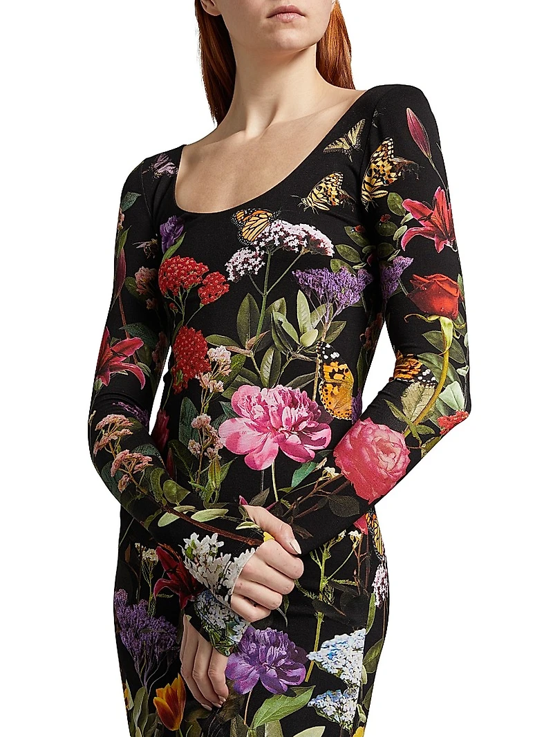 Delora Floral Scoopneck Sheath Midi-Dress