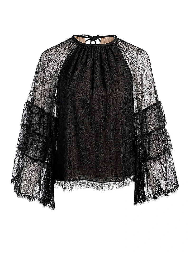 Delia Lace Ruffle Tunic Top