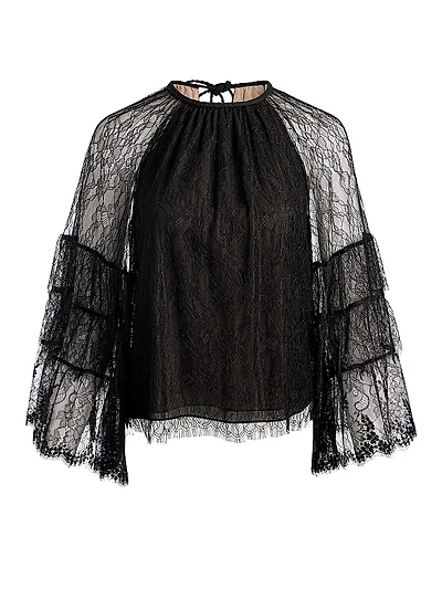 Delia Lace Ruffle Tunic Top