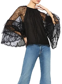 Delia Lace Ruffle Tunic Top
