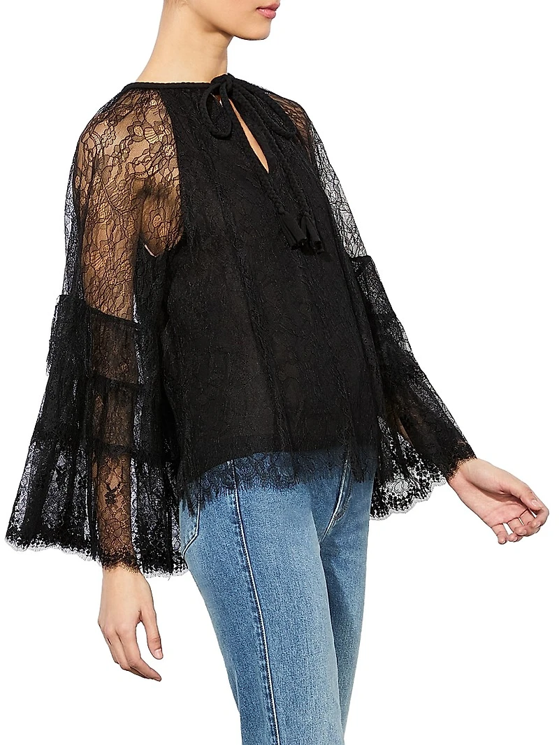 Delia Lace Ruffle Tunic Top
