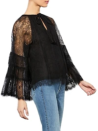 Delia Lace Ruffle Tunic Top
