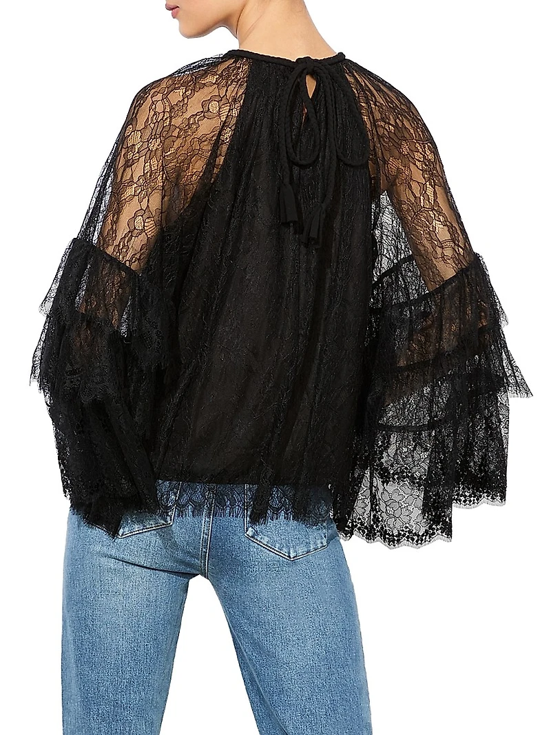 Delia Lace Ruffle Tunic Top