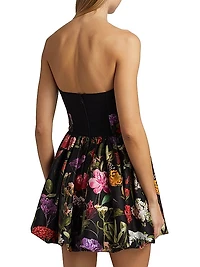 Asha Floral Cotton-Blend Strapless Fit & Flare Minidress