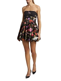 Asha Floral Cotton-Blend Strapless Fit & Flare Minidress