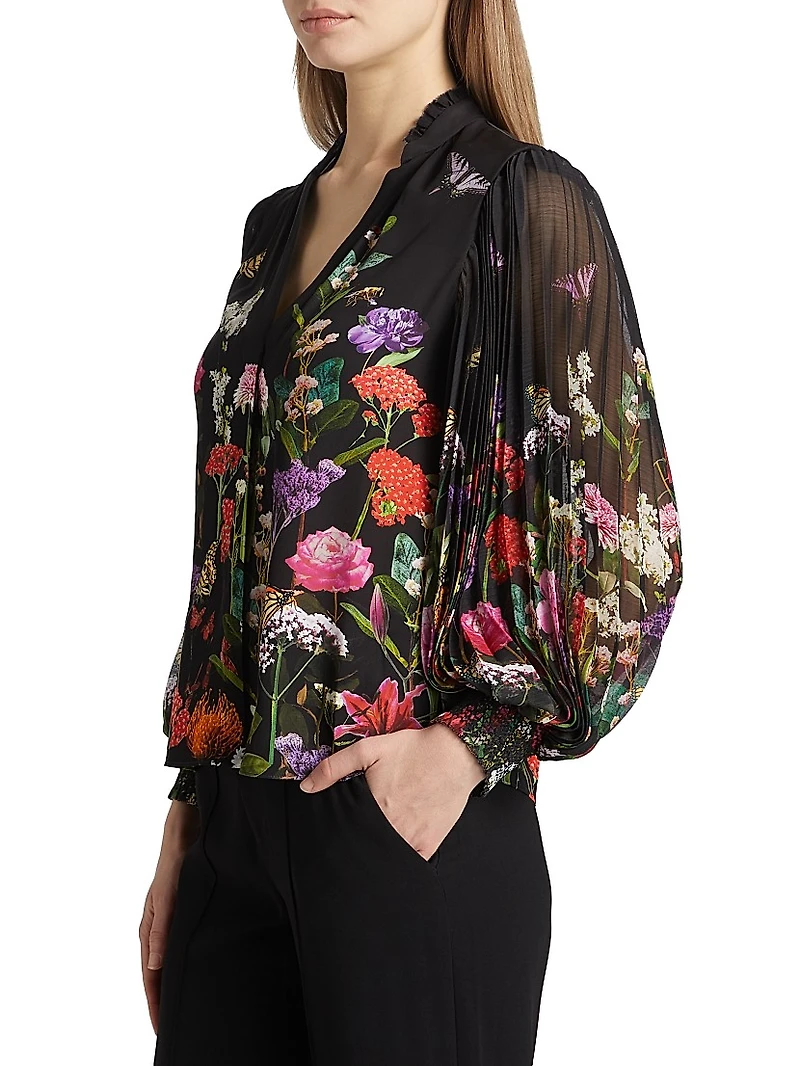 Ilan Floral Pleated Blouse