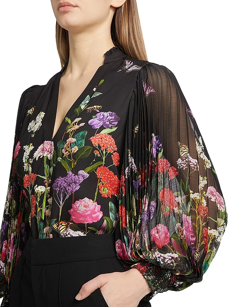 Ilan Floral Pleated Blouse
