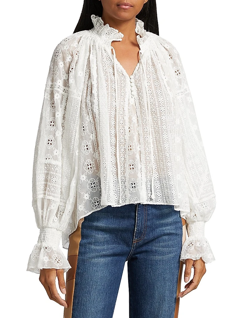 Norah Eyelet Peasant Blouse