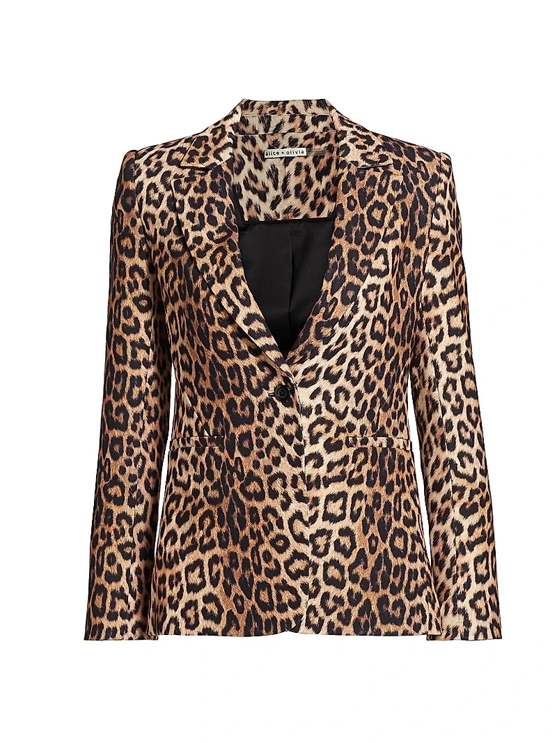 Macey Leopard-Print Fitted Blazer