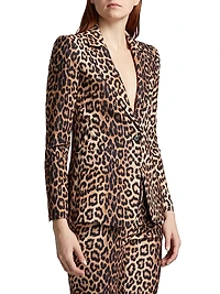 Macey Leopard-Print Fitted Blazer