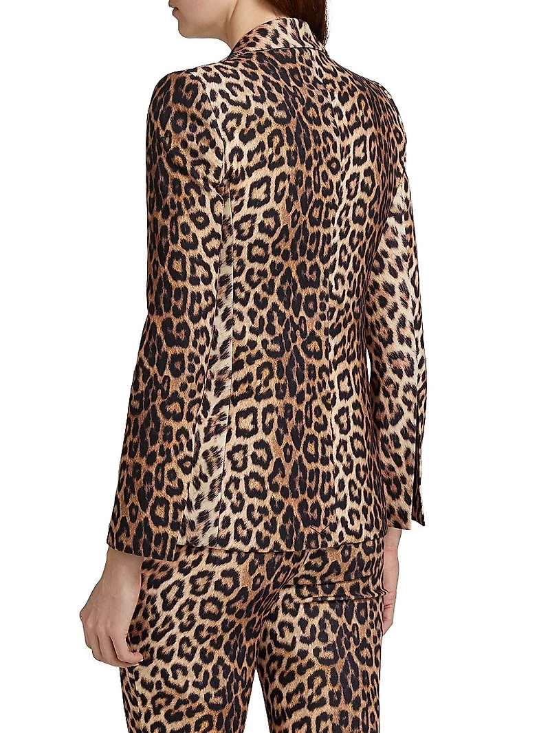 Macey Leopard-Print Fitted Blazer