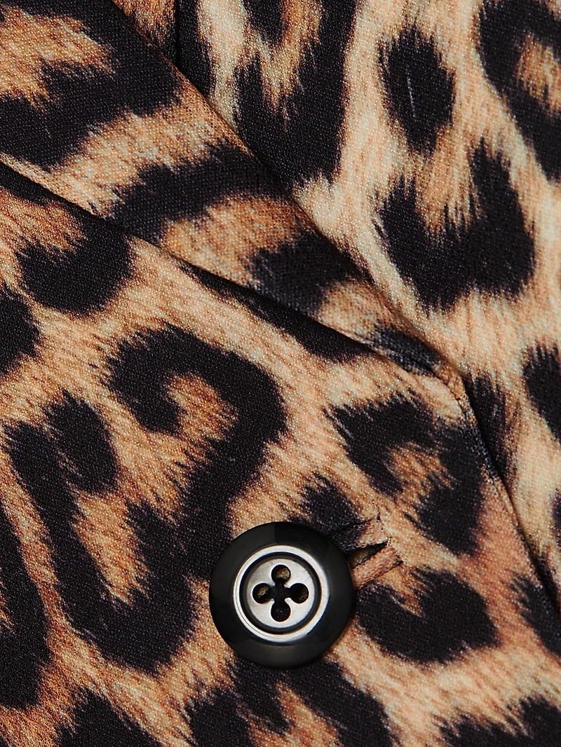 Macey Leopard-Print Fitted Blazer