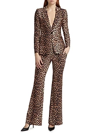 Macey Leopard-Print Fitted Blazer