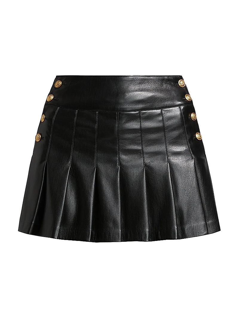 Lanna Faux Leather Pleated Miniskirt