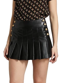 Lanna Faux Leather Pleated Miniskirt