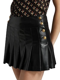 Lanna Faux Leather Pleated Miniskirt