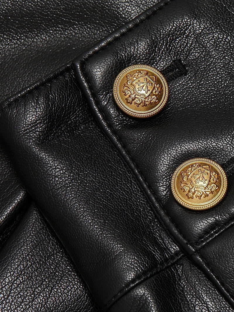 Lanna Faux Leather Pleated Miniskirt