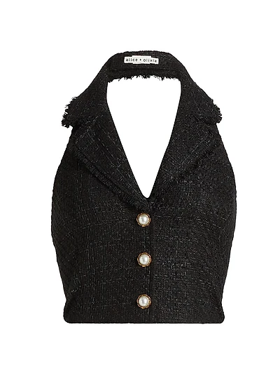 Meri Halter Cropped Blazer Top