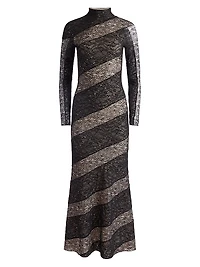 Delora Lace Mock-Turtleneck Maxi Dress