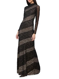 Delora Lace Mock-Turtleneck Maxi Dress