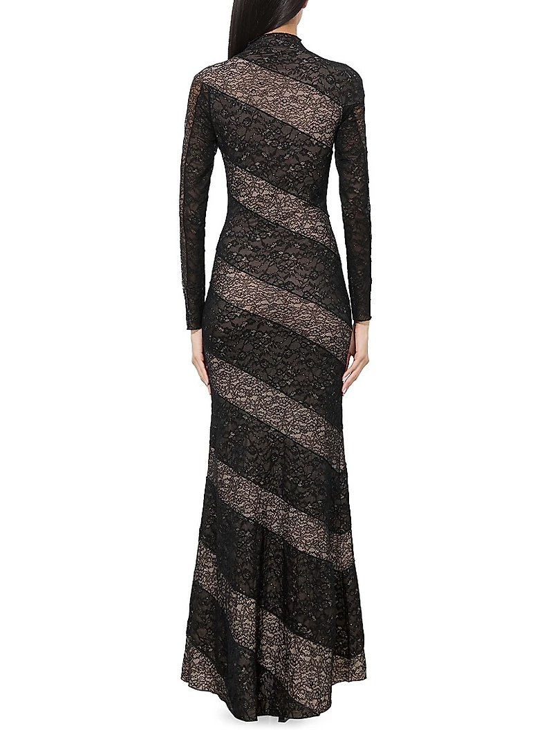 Delora Lace Mock-Turtleneck Maxi Dress
