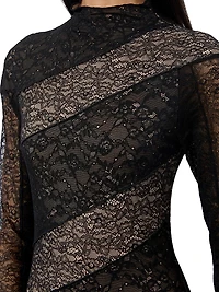 Delora Lace Mock-Turtleneck Maxi Dress