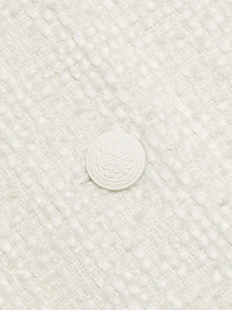 Millie Tweed Ruffle-Sleeve Crop Jacket