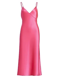 Zumi Satin Sweetheart Neck Midi-Dress