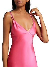 Zumi Satin Sweetheart Neck Midi-Dress