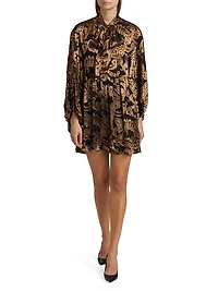 Opal Paisley Balloon-Sleeve Tunic Minidress