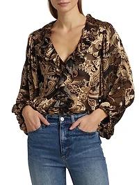 Betsie Paisley Balloon-Sleeve Blouse