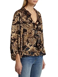 Betsie Paisley Balloon-Sleeve Blouse