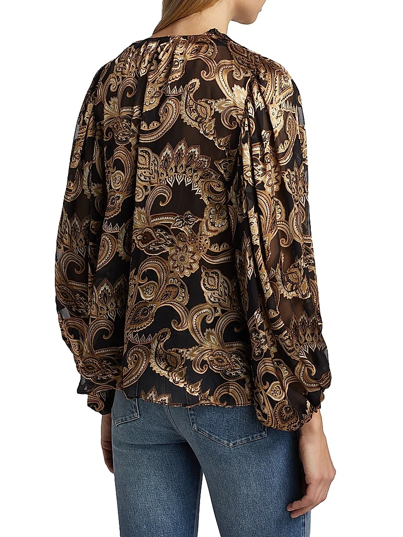 Betsie Paisley Balloon-Sleeve Blouse