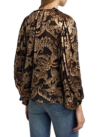 Betsie Paisley Balloon-Sleeve Blouse