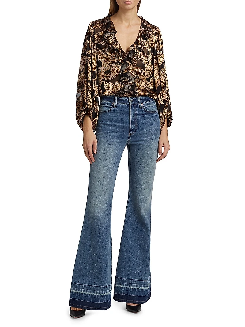 Betsie Paisley Balloon-Sleeve Blouse