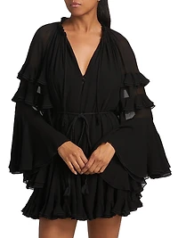 Adaline Gathered Tie-Waist Minidress