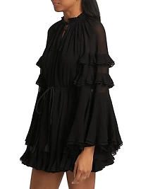 Adaline Gathered Tie-Waist Minidress