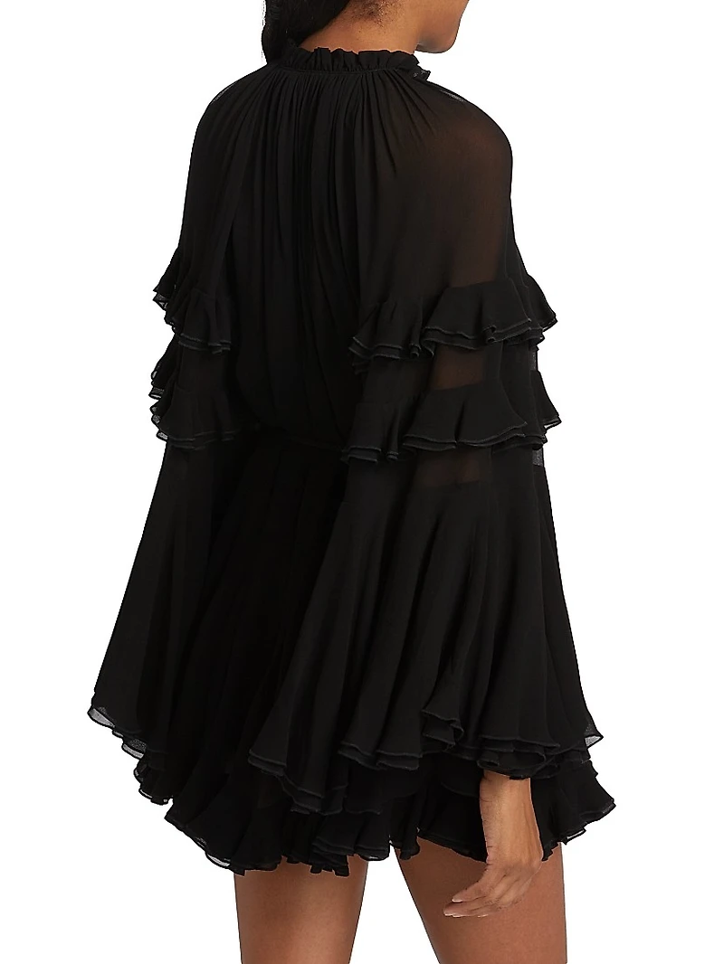 Adaline Gathered Tie-Waist Minidress