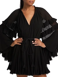 Adaline Gathered Tie-Waist Minidress