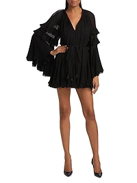 Adaline Gathered Tie-Waist Minidress